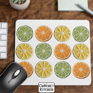 Modern Minimal Fresh Crochet Citrus Slices Mouse Pad