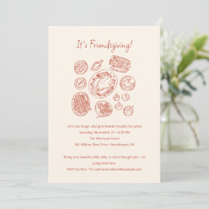 Modern Minimal Friendsgiving Dinner Thanksgiving Invitation