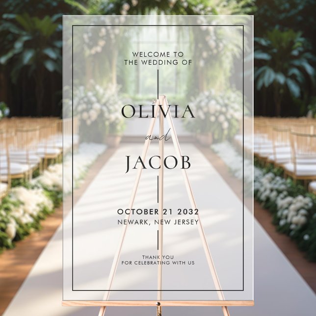 Modern Minimal Frosted Wedding Welcome Acrylic Sign (Creator Uploaded)