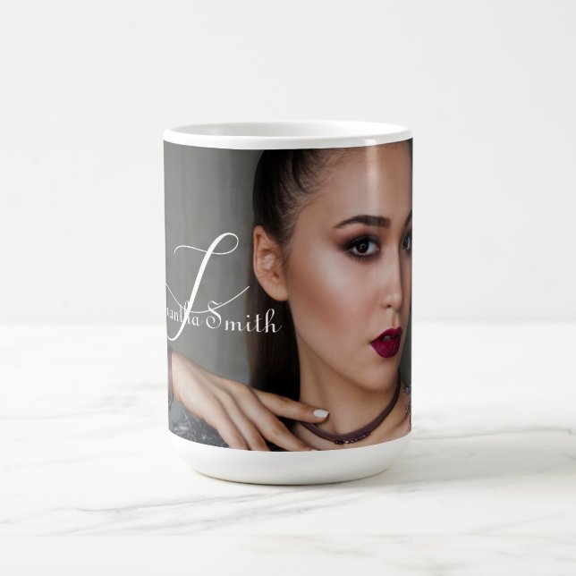 Modern Minimal Full Photo Script Monogram Coffee Mug (Center)