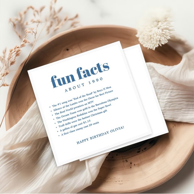 Modern Minimal Fun Facts Birthday Year  Napkin (Creator Uploaded)