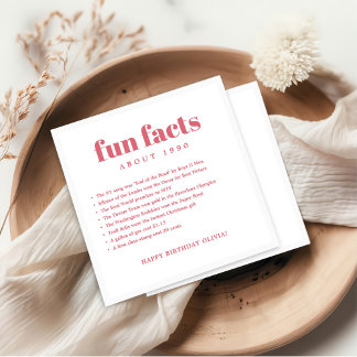 Modern Minimal Fun Facts Birthday Year  Napkin