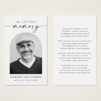 Modern Minimal Funeral Memorial Photo Prayer Card