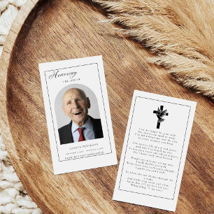 Modern minimal Funeral Memorial Prayer Photo Card