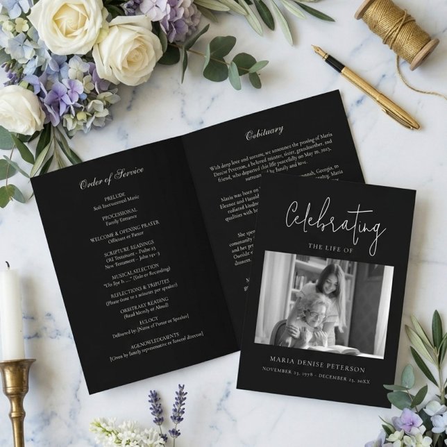 Modern Minimal Funeral Obituary Order of Service Program (Creator Uploaded)