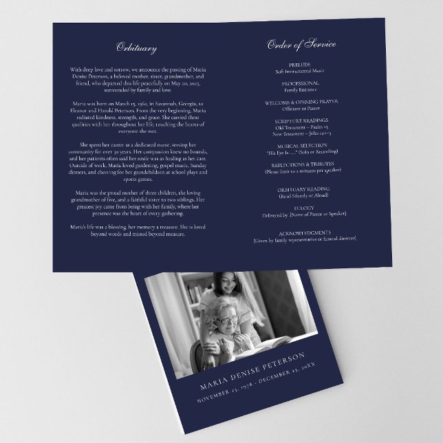 Modern Minimal Funeral Obituary Order of Service Program (Creator Uploaded)