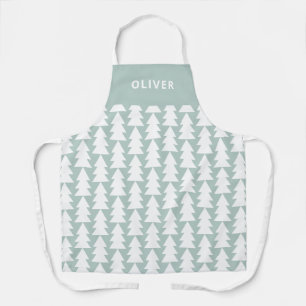 Modern minimal geometric aqua Christmas graphic Apron