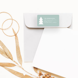 Modern minimal geometric aqua Christmas graphic Label