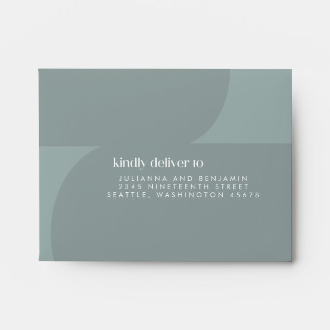 Modern Minimal Geometric Dusty Teal RSVP Address Envelope (Front)