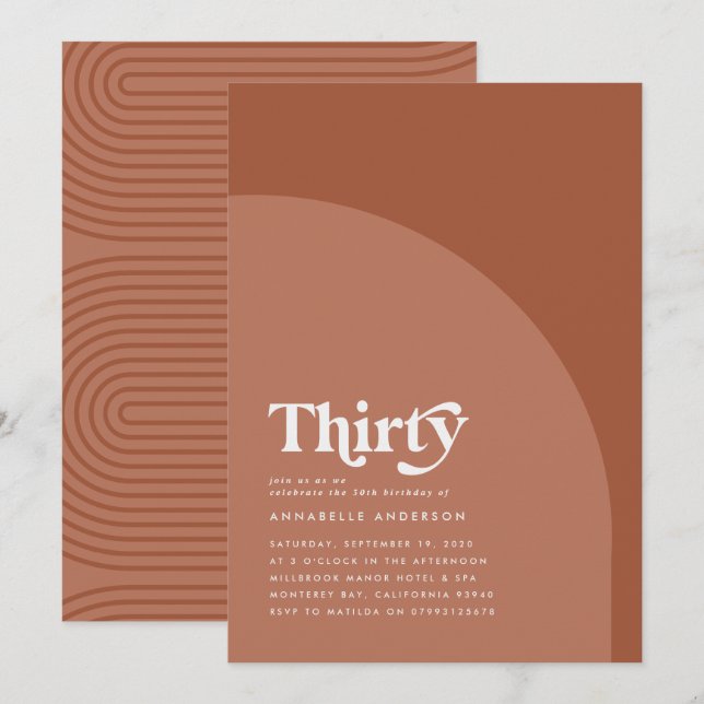 Modern minimal geometric terracotta birthday (Front/Back)