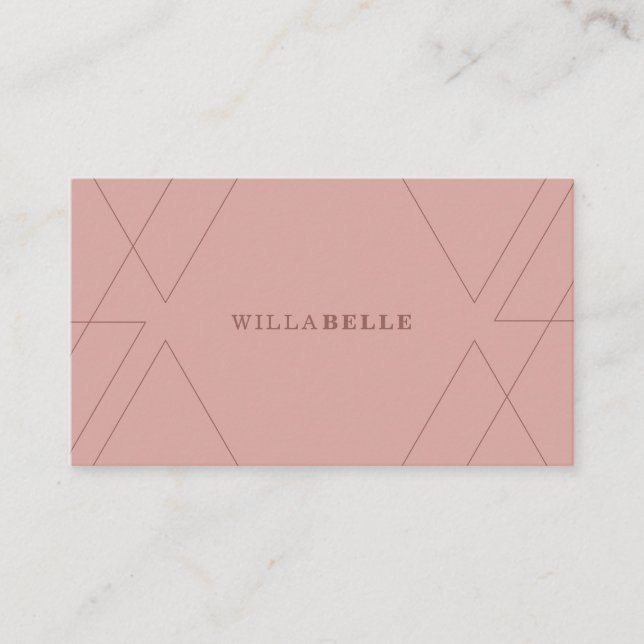 Modern Minimal Geometrical Line Pattern Pink/blush Business Card (Front)