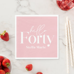 Modern minimal girly pink 40th birthday decor napkin