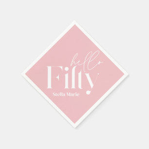 Modern minimal girly pink simple 50th birthday napkin