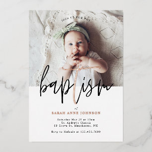 Modern Minimal Gold Calligraphy Baby Photo Baptism