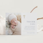 Modern Minimal Gold Cross Photo Baptism Thank You Card<br><div class="desc">Modern Minimal Gold Cross Baptism Thank You card with simple typography and photo. Click the edit button to customise this design with your details.</div>