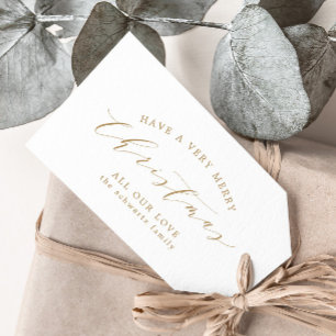Modern Minimal Gold Family Christmas Gift Tags