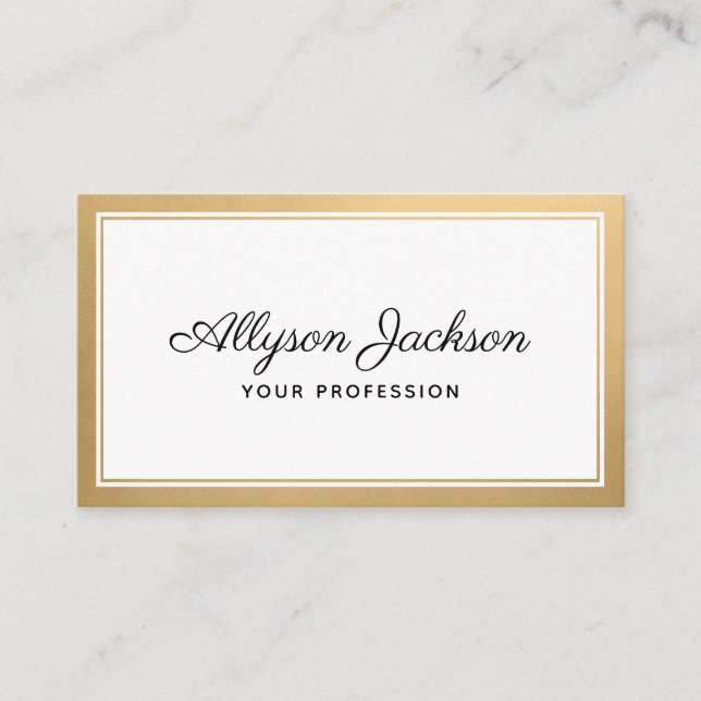 Modern Minimal Gold Foil Business Card (Front)