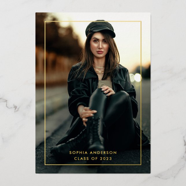 Modern Minimal Gold Frame Border Graduation (Front)