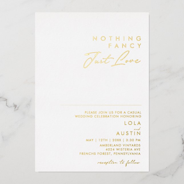 Modern Minimal Gold Nothing Fancy Just Love Real (Front)