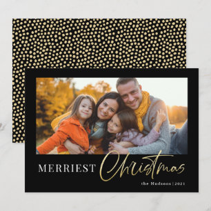 Modern Minimal Gold Script Calligraphy Photo Holid Holiday Card