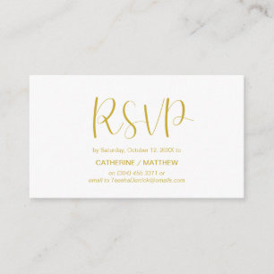 Modern Minimal, Gold Script, RSVP respond Enclosure Card