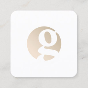 Modern minimal gold white monogram    square business card