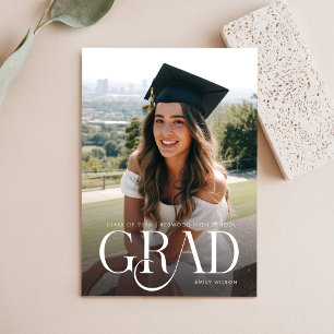 Modern Minimal Grad Photo Graduation Party Postcard
