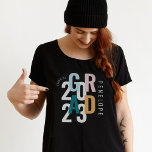 Modern Minimal Grad Typography Class of 2022 Grad T-Shirt<br><div class="desc">Modern,  bold trendy typography design that uniquely arranges the word "GRAD" and "2022" to create this stylish typographic class of 2022 t-shirt design. Customize with grad's name and the year. Note: colors can easily be changed to suit your design preference. Perfect gift for the grad. Design by Moodthology Papery.</div>