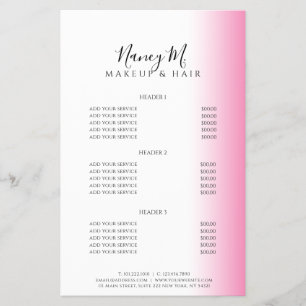 Modern minimal gradient pink white makeup & hair flyer