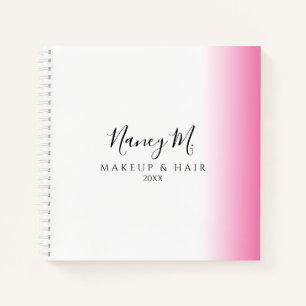 Modern minimal gradient pink white makeup & hair notebook