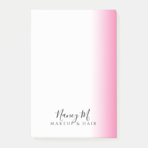 Modern minimal gradient pink white makeup & hair post-it notes