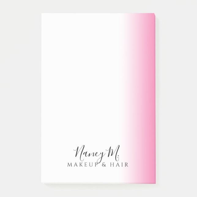 Modern minimal gradient pink white makeup & hair  post-it notes (Front)