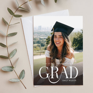 Modern Minimal Graduate Two Photo Graduation Party Invitation