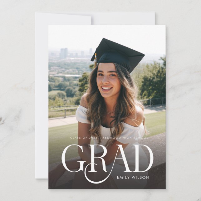 Modern Minimal Graduate Two Photo Graduation Party Invitation (Front)