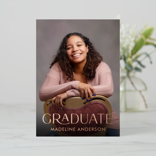 Modern Minimal Graduation 2 Photo Rose Gold (Standing Front)