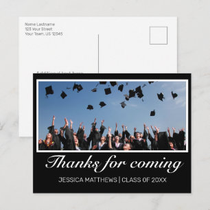 Modern Minimal Graduation Thanks for Coming Photo Postcard