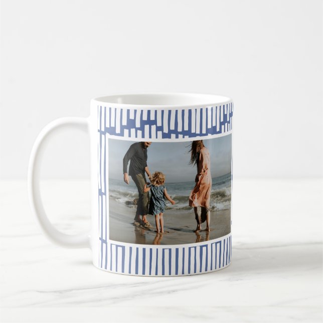 Modern minimal graphic 2 photo light blue gift coffee mug (Left)