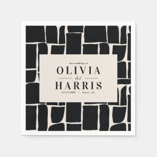 Modern minimal graphic black & white party favour napkin