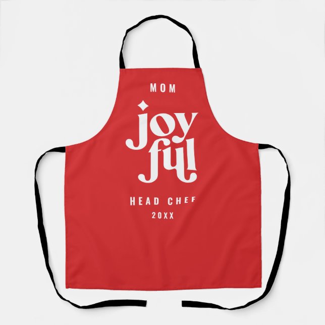 Modern minimal graphic Christmas typo holiday Apron (Front)