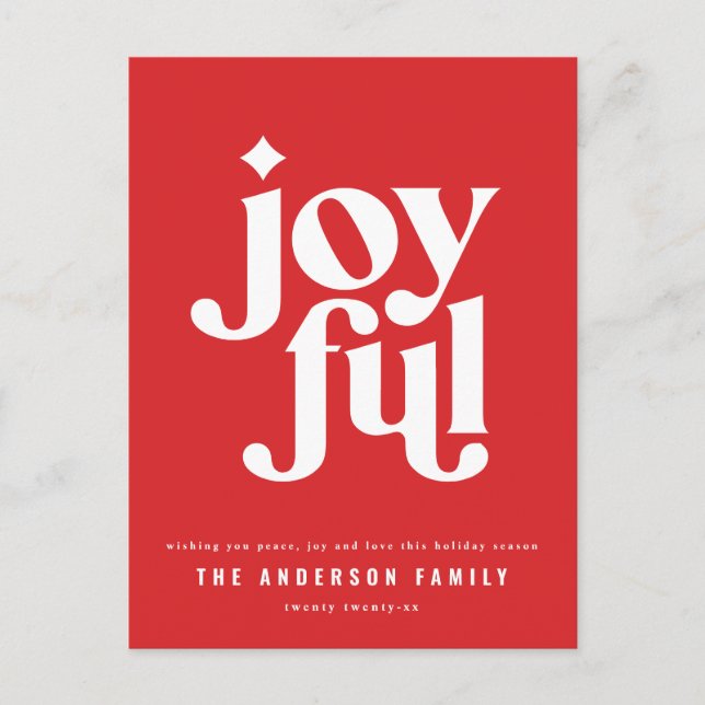 Modern minimal graphic Christmas typography chic Holiday Postcard (Front)
