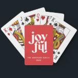 Modern minimal graphic Christmas typography fun Playing Cards<br><div class="desc">Modern geometric joyful typography chic elegant christmas holiday playing cards. Modern minimal graphic design,  colours can be customised. Part of a holiday collection. fun family game and perfect holiday gift</div>