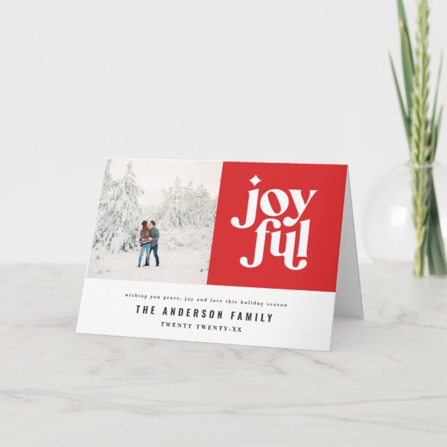Modern minimal graphic Christmas typography photo Holiday Card (Front)