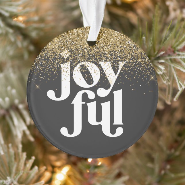 modern minimal graphic joyful black and gold ornament (Tree)