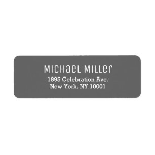 Modern Minimal Gray and White Return Address Return Address Label
