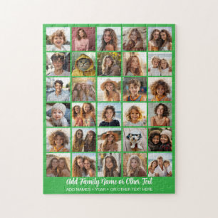 Modern Minimal Green 30 Photo Collage Jigsaw Puzzle
