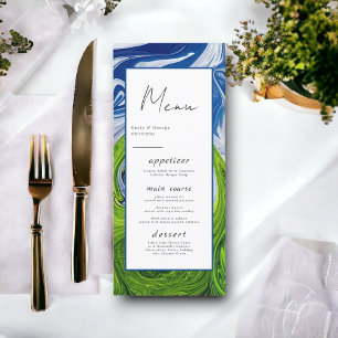 Modern Minimal Green Blue Nature Abstract Wedding Menu