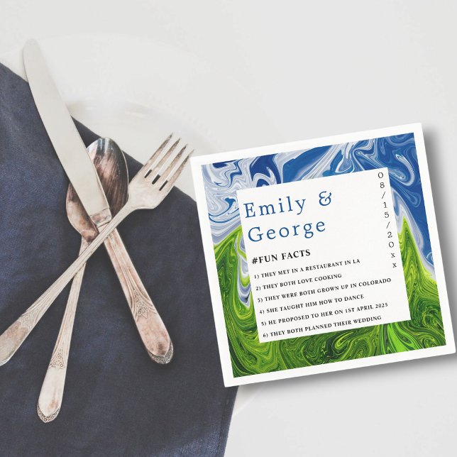 Modern Minimal Green Blue Nature Abstract Wedding Napkin (Creator Uploaded)