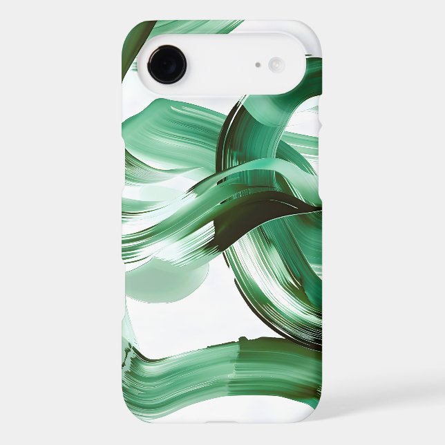 Modern Minimal Green Brush Strokes Abstract (Back)