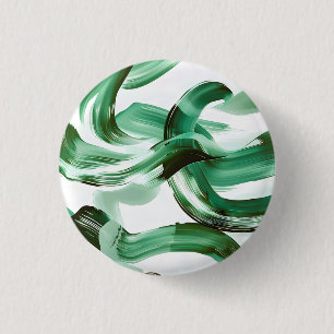 Modern Minimal Green Brush Strokes Abstract 3 Cm Round Badge