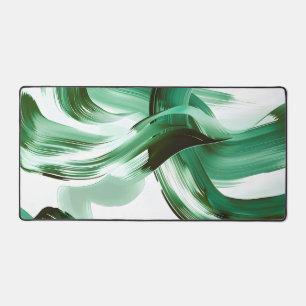 Modern Minimal Green Brush Strokes Abstract Desk Mat